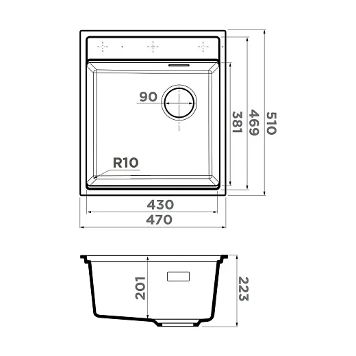 Кухонная мойка Omoikiri Yoru 47 Side-WH Artgranit/белый