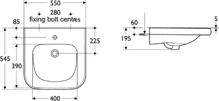 Умывальник для инвалидов Ideal Standard CONTOUR 55см, S216501