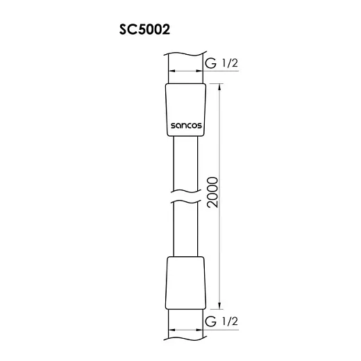 Шланг для душа Sancos SC5002MB, 200 см, цвет черный матовый