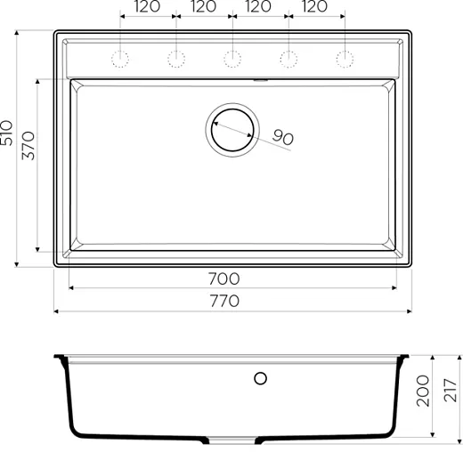Мойка кухонная Omoikiri Daisen 77-BL 4993630 черная