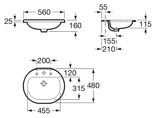 Раковина Roca Coral CNTP 327898000, врезная сверху