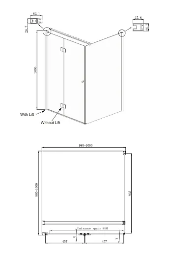 Душевое ограждение Ambassador Diamond 12011106L 100*100