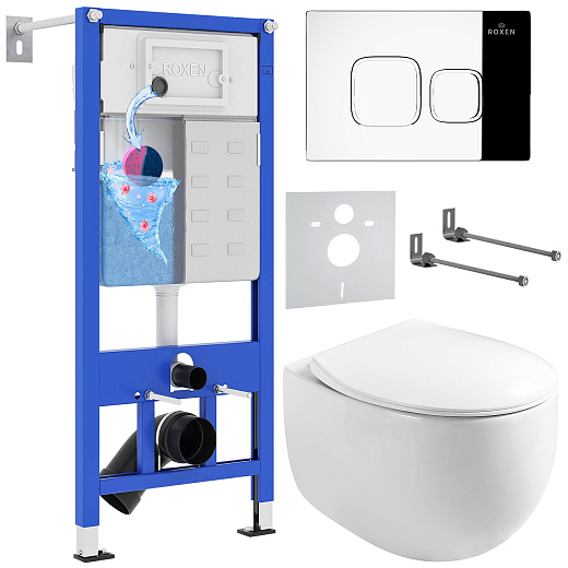 Комплект инсталляции с унитазом 6 в 1 Roxen StounFix Dual Fresh 964100 (состоит из: 710200, Santi 410280CH, 530170-01)