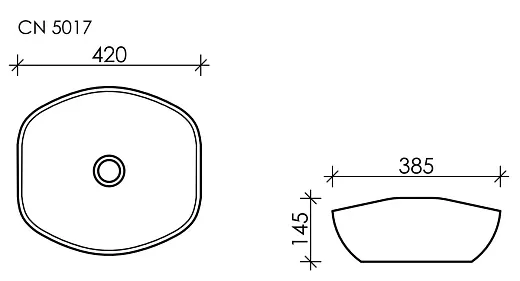 Умывальник Ceramicanova Element CN5017 42х38.5х14.5см накладной овальный без перелива, CN5017