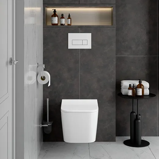Подвесной унитаз VitrA Metropole Square  безободковый QuantumFlush с сиденьем микролифт, белый, 7906B003-6430