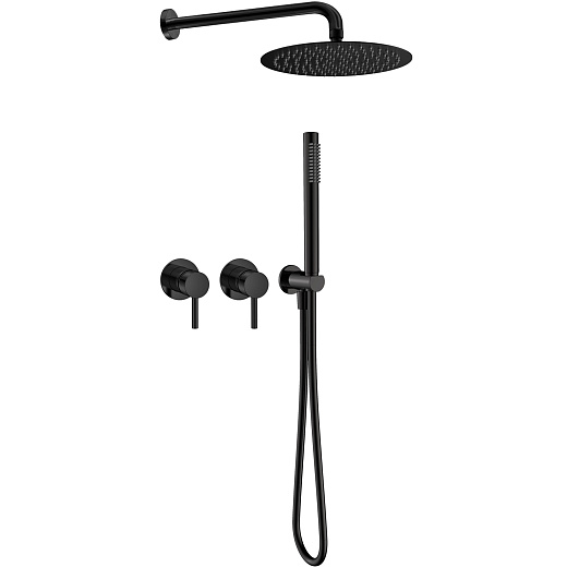 Душевая система AQUAme Siena Slim 002, встраиваемая, на 2 режима, с внутренней частью, черный матовый