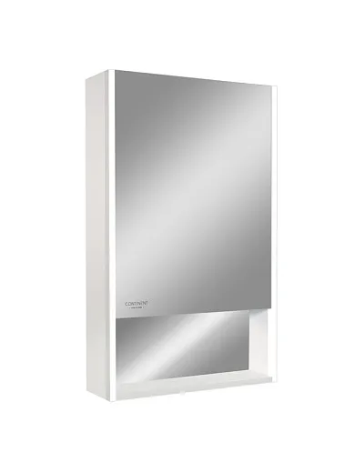 Зеркальный шкаф Filit White 500х800 правый, лента в алюминиевом профиле, датчик движения (с функцией изменения яркости), розетка, логотип "Continent", открытая зеркальная ниша МВК182