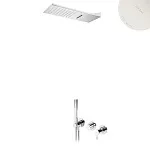 Душевой набор Bruma Leaf, белый матовый, встраиваемый, с душевой лейкой Line Cascade (Rain/Cascade) и ручным душем, ручка тип 4 1673628PW