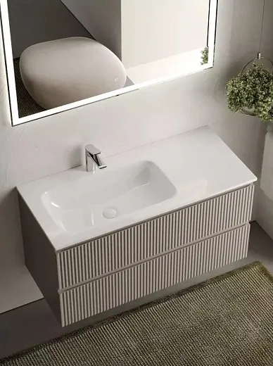 Тумба под раковину Sancos Snob R 100 см подвесная, левая, Doha Soft, SNR100LSM