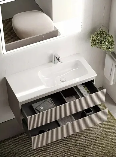 Тумба под раковину Sancos Snob R 100 см подвесная, правая, Doha Soft, SNR100RSM