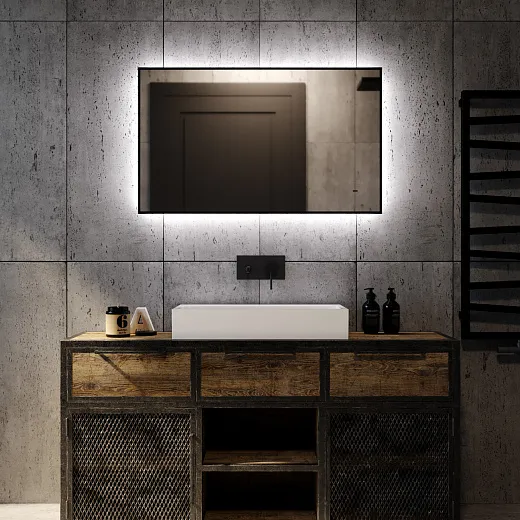 Зеркало Raval Альтера Black 60х100 бесконтакт Гор/верт, AltBl.02.600x1000/W/RL
