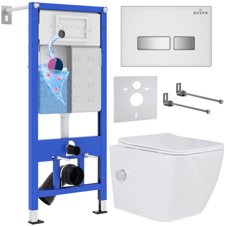 Комплект инсталляции с унитазом 6 в 1 Roxen StounFix Dual Fresh 640526 (состоит из: 710200, Glass 430280W, 530135-01X) Комплект инсталляции с унитазом 6 в 1 Roxen StounFix Dual Fresh 640526 (состоит из: 710200, Glass 430280W, 530135-01X)