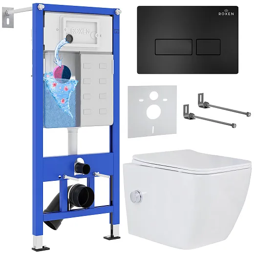 Комплект инсталляции с унитазом 6 в 1 Roxen StounFix Dual Fresh 583046 (состоит из: 710200, Caspia 410280B, 530135-01X)