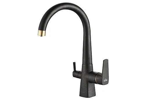 Смеситель для кухни ZorG Steel Hammer SH 819 черный + бронза