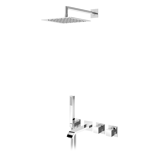 Система скрытого монтажа Bruma Escudo на 3 потока Set 102 140 2CR, верхний душ 300x300мм