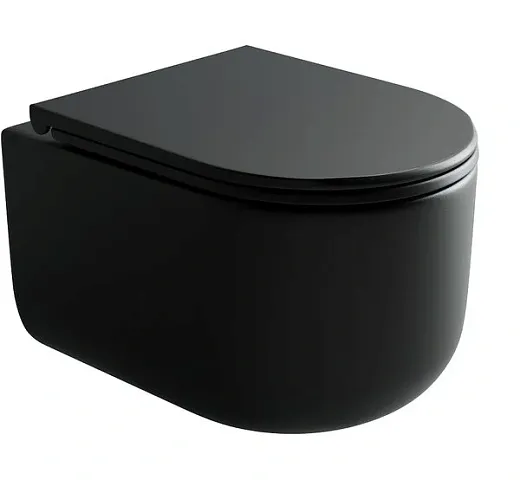 Подвесной унитаз Ceramicanova Ulma, CN4006MB, безободковый, крышка-сиденье микролифт, черный матовый, сантехфарфор