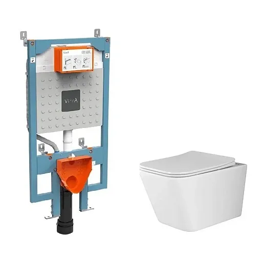 Инсталляция Vitra V-Fix Prime, с безободковым унитазом Ceramicanova Metric Rimless, сиденье микролифт, 768-5800-01/CN3007, сантехфарфор