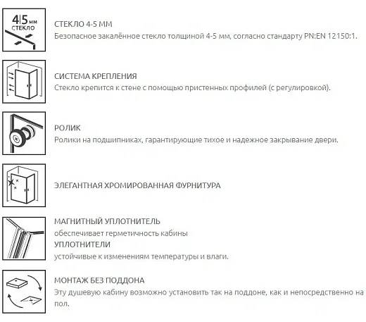 Душевой уголок Radaway Classic A, 90 х 90 x 170 см, стекло фабрик, профиль хром, 30001-01-06
