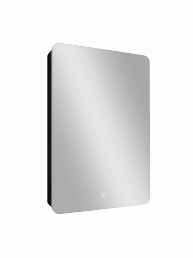 Зеркальный шкаф Eltoro Black 560х850 правый, розетка, торцевая подсветка, интегрированная ручка МВК113