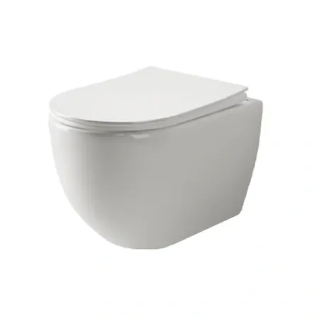 Подвесной унитаз Ceramicanova Mia Rimless с ультра-тонким сиденьем с микролифтом, безободковый, сантехфарфор, CN1805