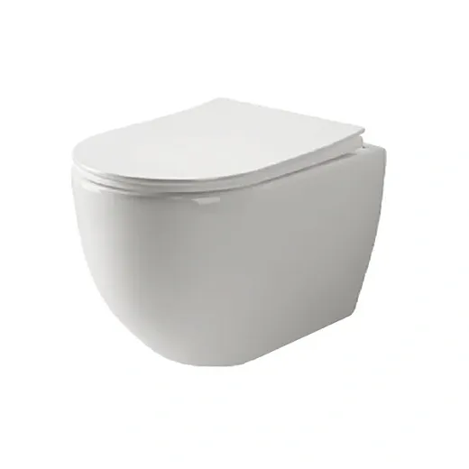 Подвесной унитаз Ceramicanova Mia Rimless с ультра-тонким сиденьем с микролифтом, безободковый, сантехфарфор, CN1805