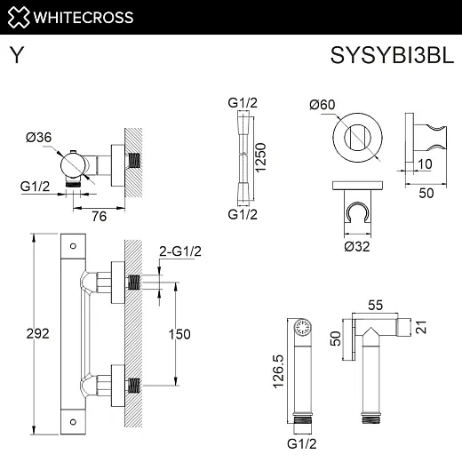 Смеситель для биде Whitecross Y SYSYBI3BL чёрный матовый с термостатом