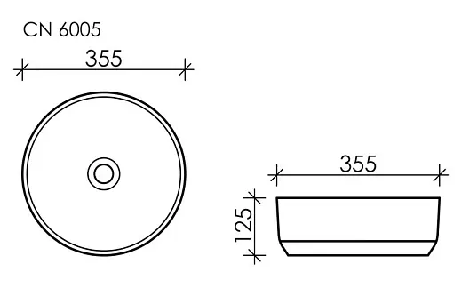 Умывальник Ceramicanova CN6005 35.5х35.5х12.5см накладной круглый без перелива, CN6005