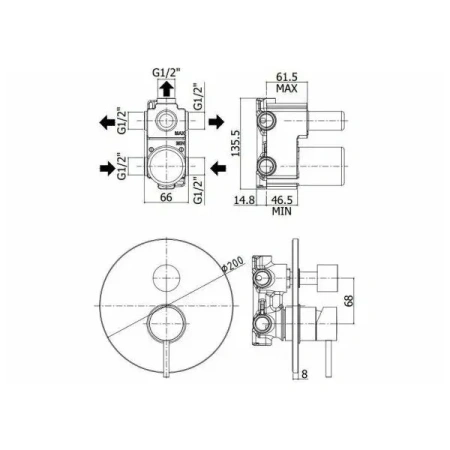 Смеситель Paffoni LIG019BO на 3 выхода встраиваемый белый матовый