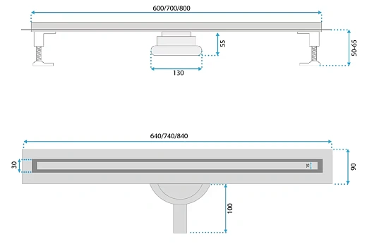 Душевой лоток Rea Neox Slim pro gold 700 золотой