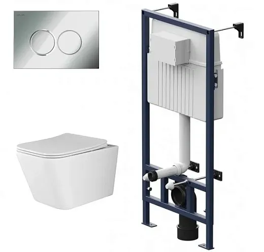 Инсталляция Am.Pm ProC, с безободковым унитазом Ceramicanova Metric Rimless, сиденье микролифт, клавиша смыва, I012707/CN3007/I070151