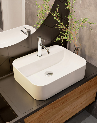 AQM5001 Раковина настольная AQUAme с отверстием под смеситель. 505x400x135