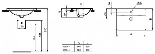 Умывальник Ideal Standard Connect E504401 58см, E504401