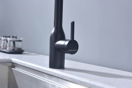 Смеситель PAULMARK MAGNETO ONE Ma213188-GM, черный, вороненая сталь, с гибким изливом