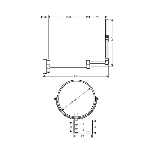 Hansgrohe AddStoris Зеркало для бритья золото 41791990