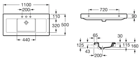 Раковина Roca Stratum 110 27631000, 110 x 50 см