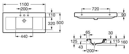 Умывальник Roca Stratum 110х50см, 27631000