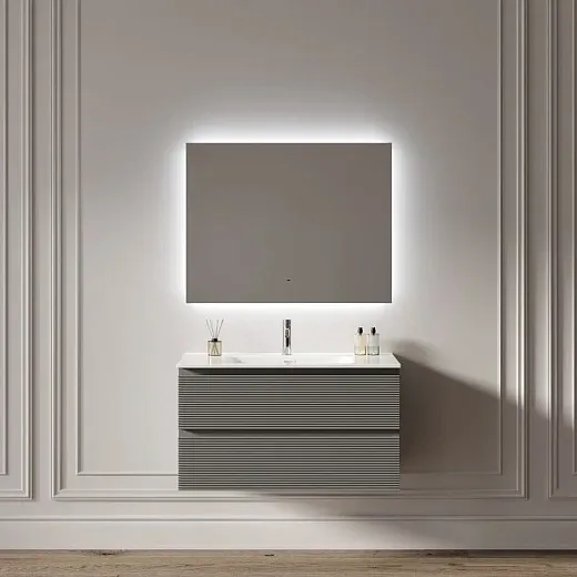 Зеркало Sancos Square 2.0 SQ2.900, 90 x 70 см, с подсветкой, c сенсорным выключателем, цвет белый