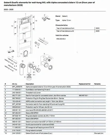 Инсталляция для унитаза Geberit Alpha 458.233.00.3A35Bc с кнопкой Geberit Alpha 35 чёрный хром