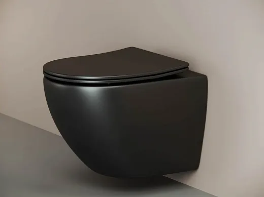 Подвесной безободковый унитаз Ceramicanova Metropol CN4002MB Rimless черный матовый, сиденье микролифт, сантехфарфор (выставочный образец, отсутствует упаковка)