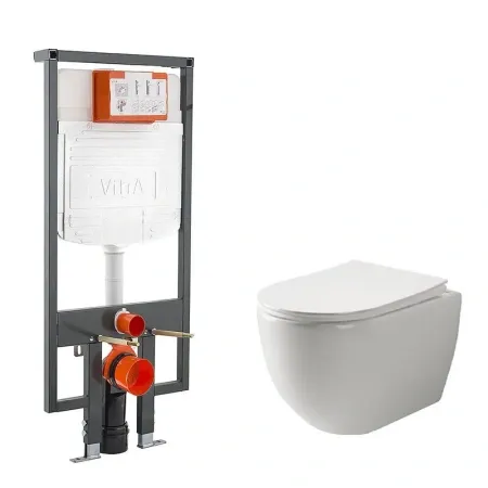 Инсталляция Vitra с безободковым унитазом Ceramicanova Mia Rimless сиденье микролифт, 748-5800-01/CN1805, сантехфарфор