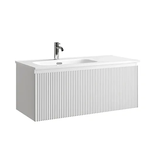 Тумба под раковину Sancos SNOB R 1.0, SNR1.0100LW/SNR1.0100RW, 100 см, подвесная, чаша левая/правая, Bianco