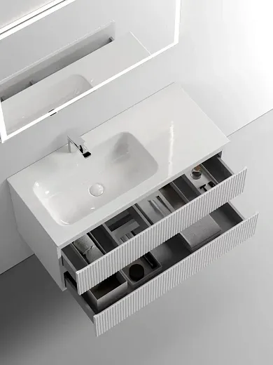Тумба под раковину Sancos Snob T 100 см подвесная, левая, Bianco, SNT100LW