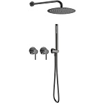 Душевая система AQUAme Siena Slim 002, встраиваемая, на 2 режима, с внутренней частью, сталь оружейная PVD