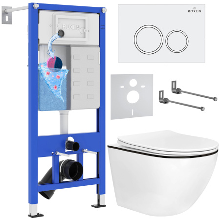 Комплект инсталляции с унитазом 6 в 1 Roxen StounFix Dual Fresh 964631 (состоит из: 710200, Santi 410260W, 530110-01B) Комплект инсталляции с унитазом 6 в 1 Roxen StounFix Dual Fresh 964631 (состоит из: 710200, Santi 410260W, 530110-01B)