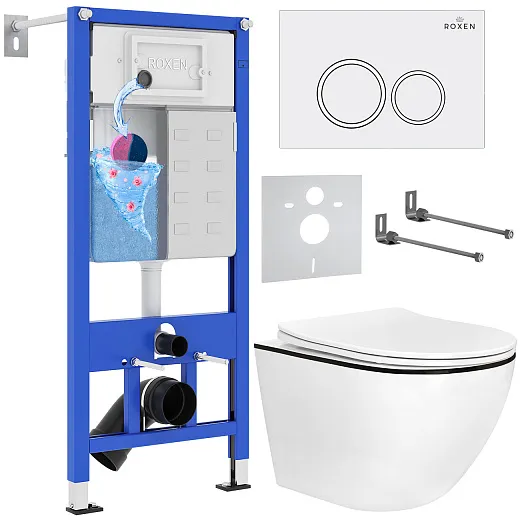 Комплект инсталляции с унитазом 6 в 1 Roxen StounFix Dual Fresh 964631 (состоит из: 710200, Santi 410260W, 530110-01B)
