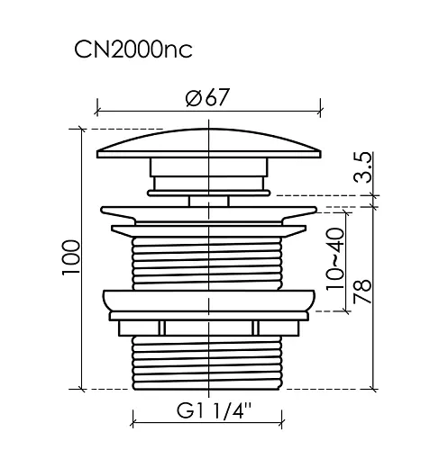 Донный клапан Ceramicanova CN2000CHnc, без перелива, хром