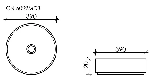Раковина Ceramicanova Element CN6022MDB 39 x 39 x 12 см, накладная, круглая, без перелива, сантехфарфор
