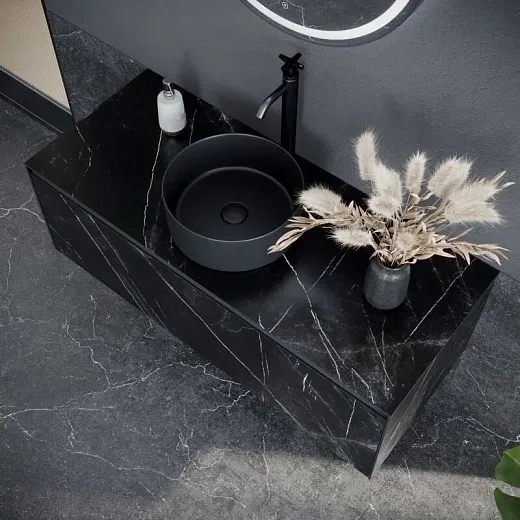 Тумба под раковину Sancos Stone 120, подвесная, Nero Marquina (черный мрамор), ST120NM
