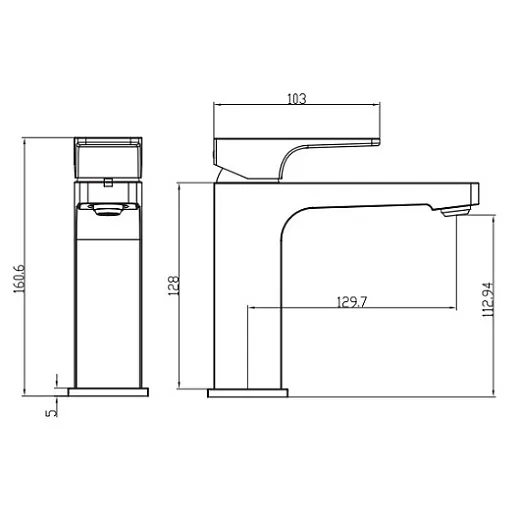 Смеситель для умывальника 110 однорычажный Villeroy&Boch Architectura Square, TVW12500400061