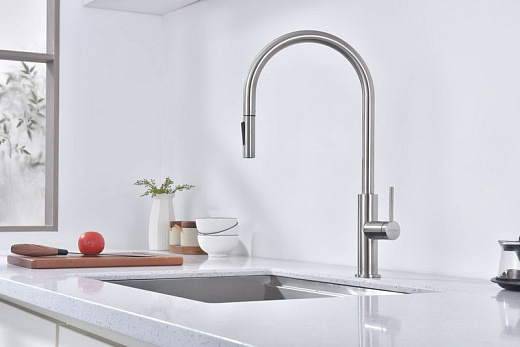 Смеситель PAULMARK SENSO Se215180-BS, (стальной/нержавеющая сталь)